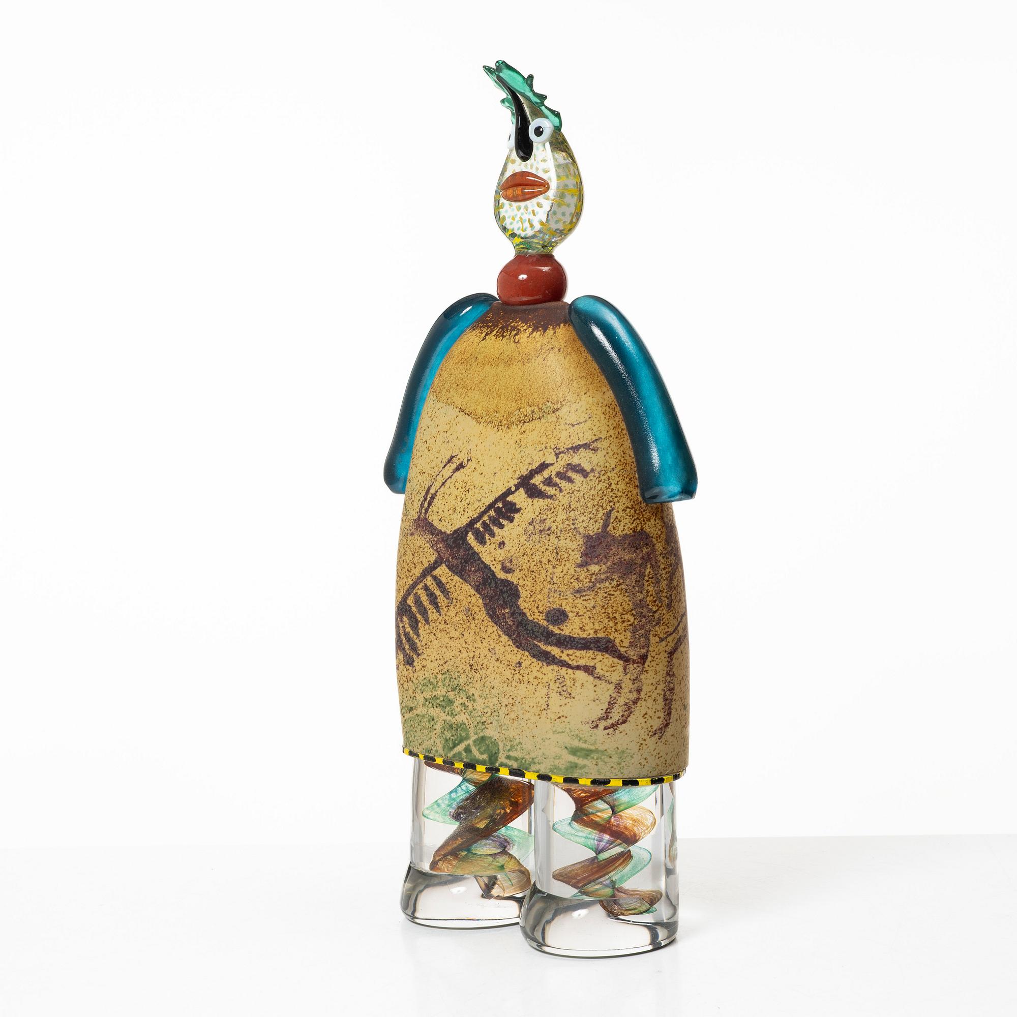 Kjell Engman, skulptur, glas, unik, signerad, Kosta Boda, 1994.