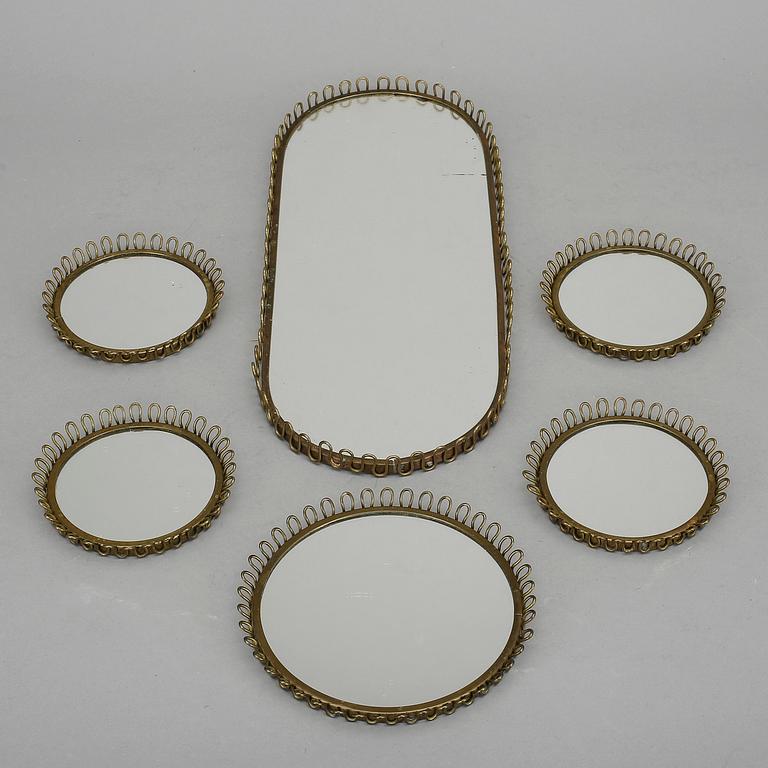 BORDSPLATEAU samt COASTERS, 6 delar, 1900-talets mitt.