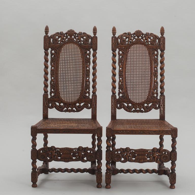 STOLAR, ett par, barockstil, 1900-tal.