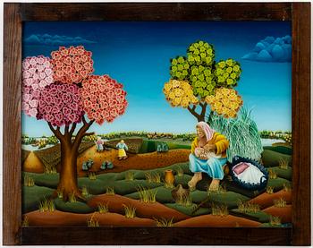 Vladimir Beck, Mother and child in a landscape.