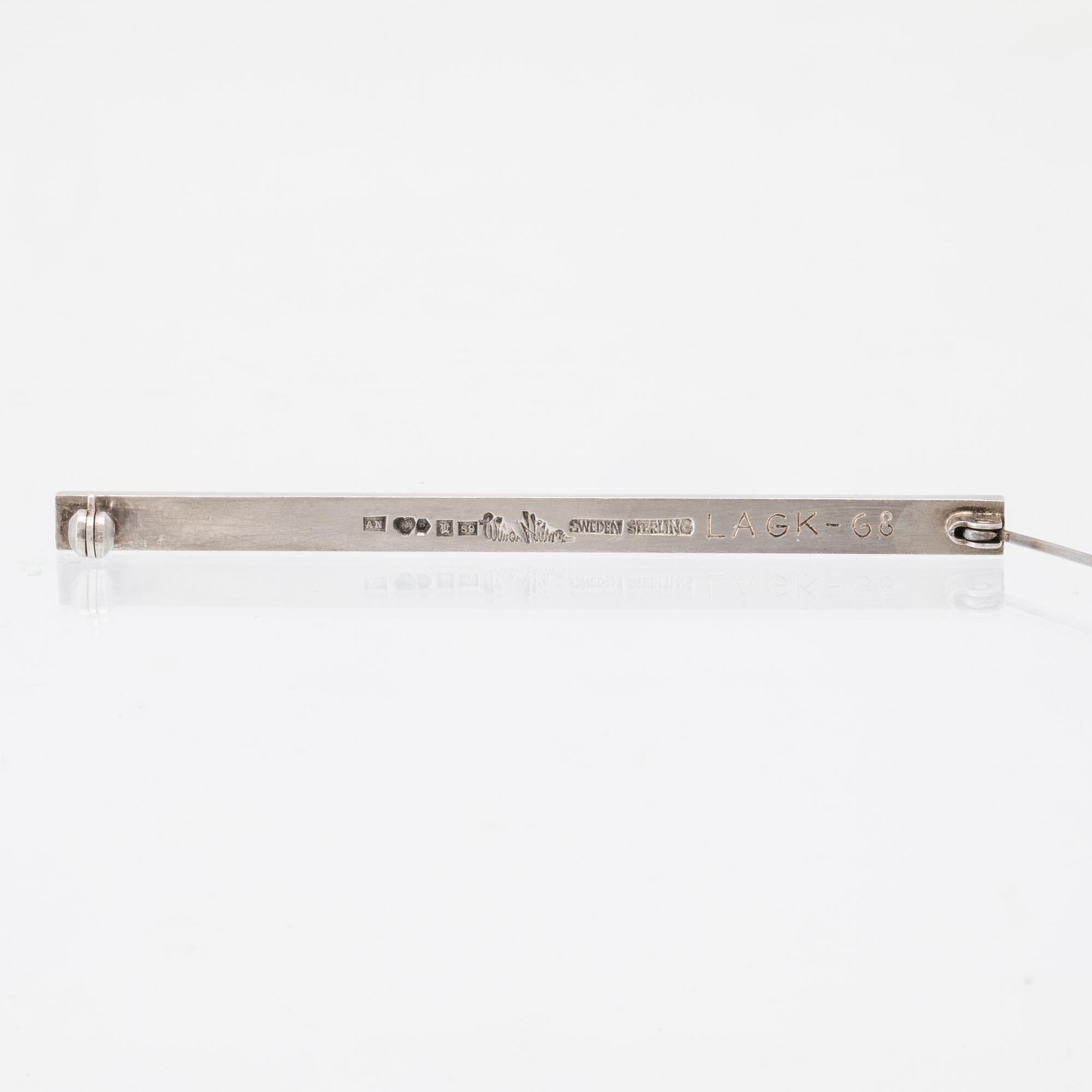 Wiwen Nilsson, brosch silver Lund 1968.