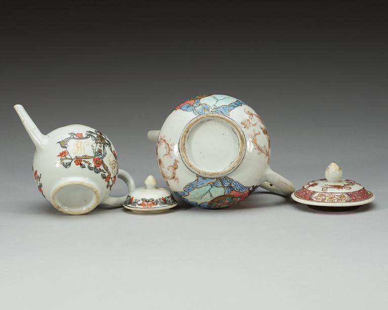 Two famille rose 'European Subject' tea pots with covers, Qing dynasty, Qianlong (1736-95).