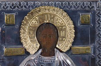 IKON MED RIZZA, silver, Ryssland, 1800/1900-tal.