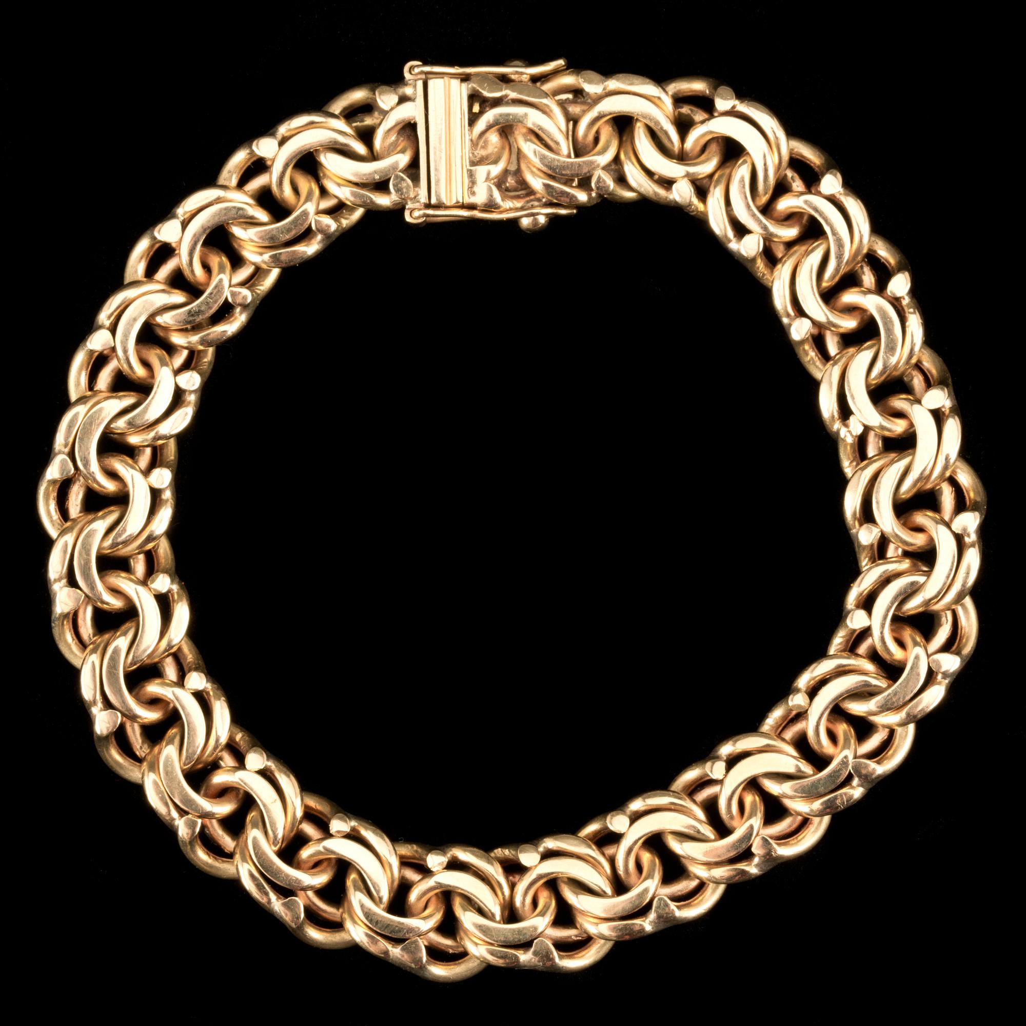 ARMLÄNK, 18 k guld, bismarklänk, Åhrlings Guldsmedsverkstad Kurt, Stockholm, 1949. Vikt ca 50 g.