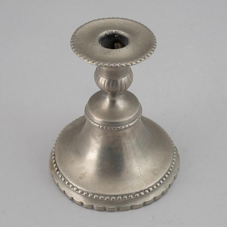 Four gustavian pewter candlestick, late 18th / early 19th century.