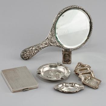 PARTI SILVER, 10 delar, 1900-tal. Vikt 350 gram (exklusive spegel).