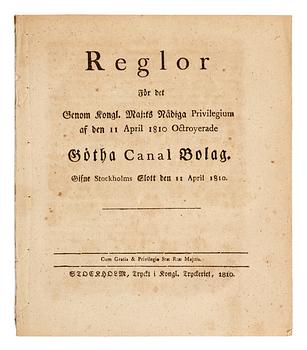 SVENSKA AKTIEBREV 1728-1899, en samling om 1198 aktiebrev samt diverse dokument rörande Göta kanal bolaget såsom regler.