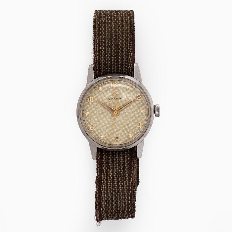 Omega,  Honeycomb dial, wristwatch, 33 mm, steel, manual, plastic crystal, circa 1952.