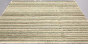 Barbro Nilsson, Matto, "Randig med tvist, grön", flat weave, ca 244,5-245,5 x 226-227 cm, signed AB MMF BN.