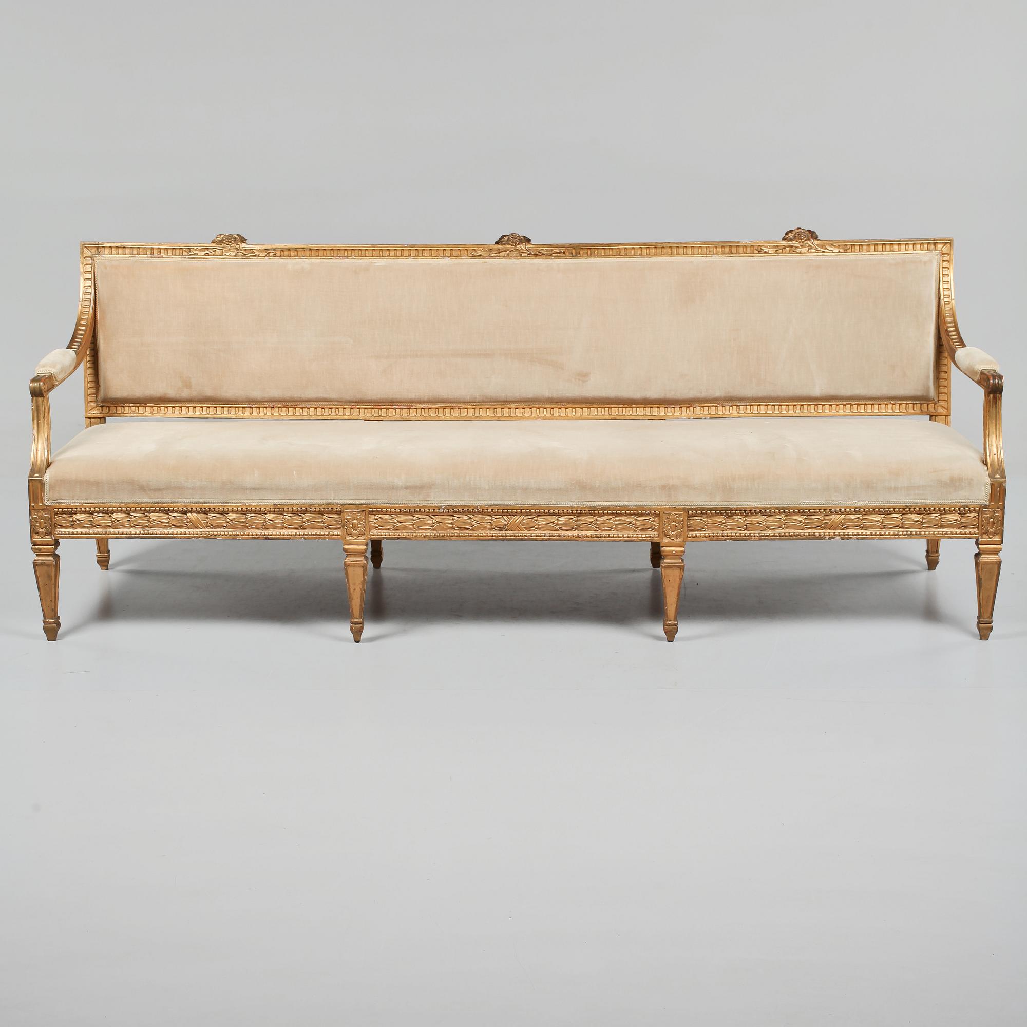 SOFFA, gustaviansk, omkring sekelskiftet 1700/1800.