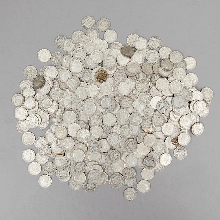SAMLING SILVERMYNT, enkronor, Gustaf V, 1910-1941. Vikt ca 3000 gram.