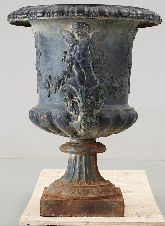 A Swedish 19th Century iron cast garden urn by J&CG Bolinder Stockholm.