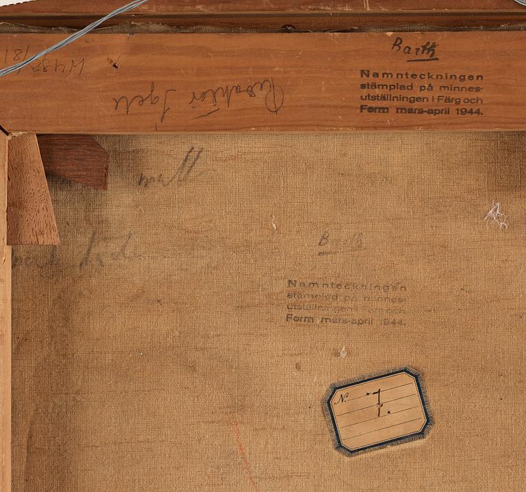 Amadé Barth, "Nature morte med vit kanna och frukter".