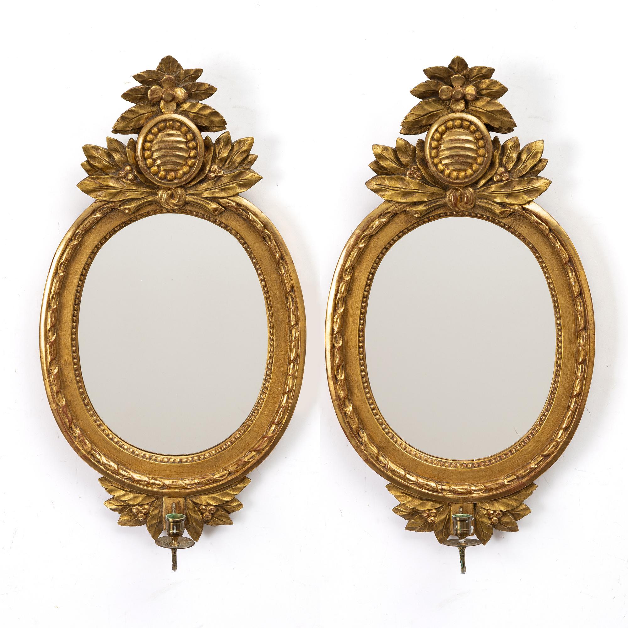 Spegellampetter, ett par, gustaviansk stil, 1900-talets mitt.
