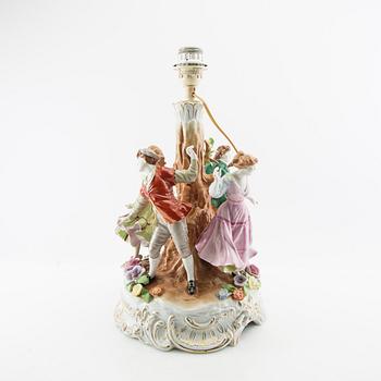 Table lamp Plaue Germany 20th century, mid/second half porcelain.