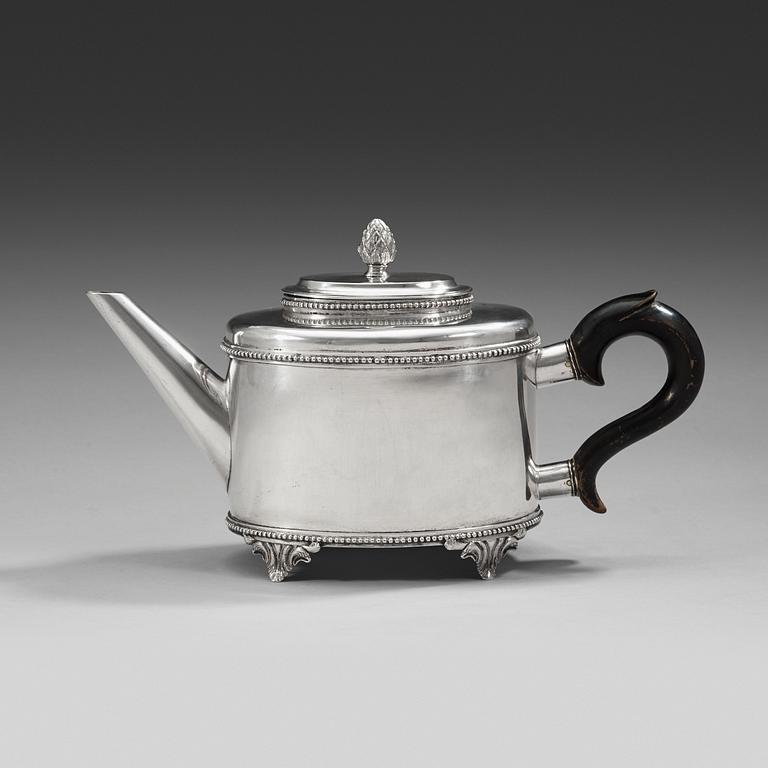 A Swedish 18th century silver tea-pot, marks of Sephan Westerstråhle, Stockholm 1798.