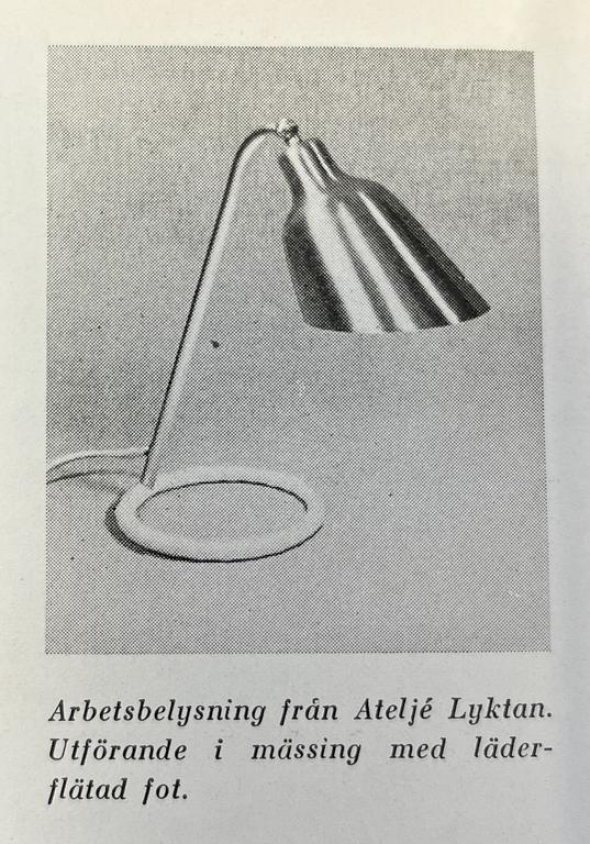 Hans Bergström, bordslampa, modell "711", ateljé Lyktan, Åhus, 1940-tal.