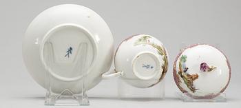 A Meissen cup and saucer and cover, Marcolinis period (1774-1814).