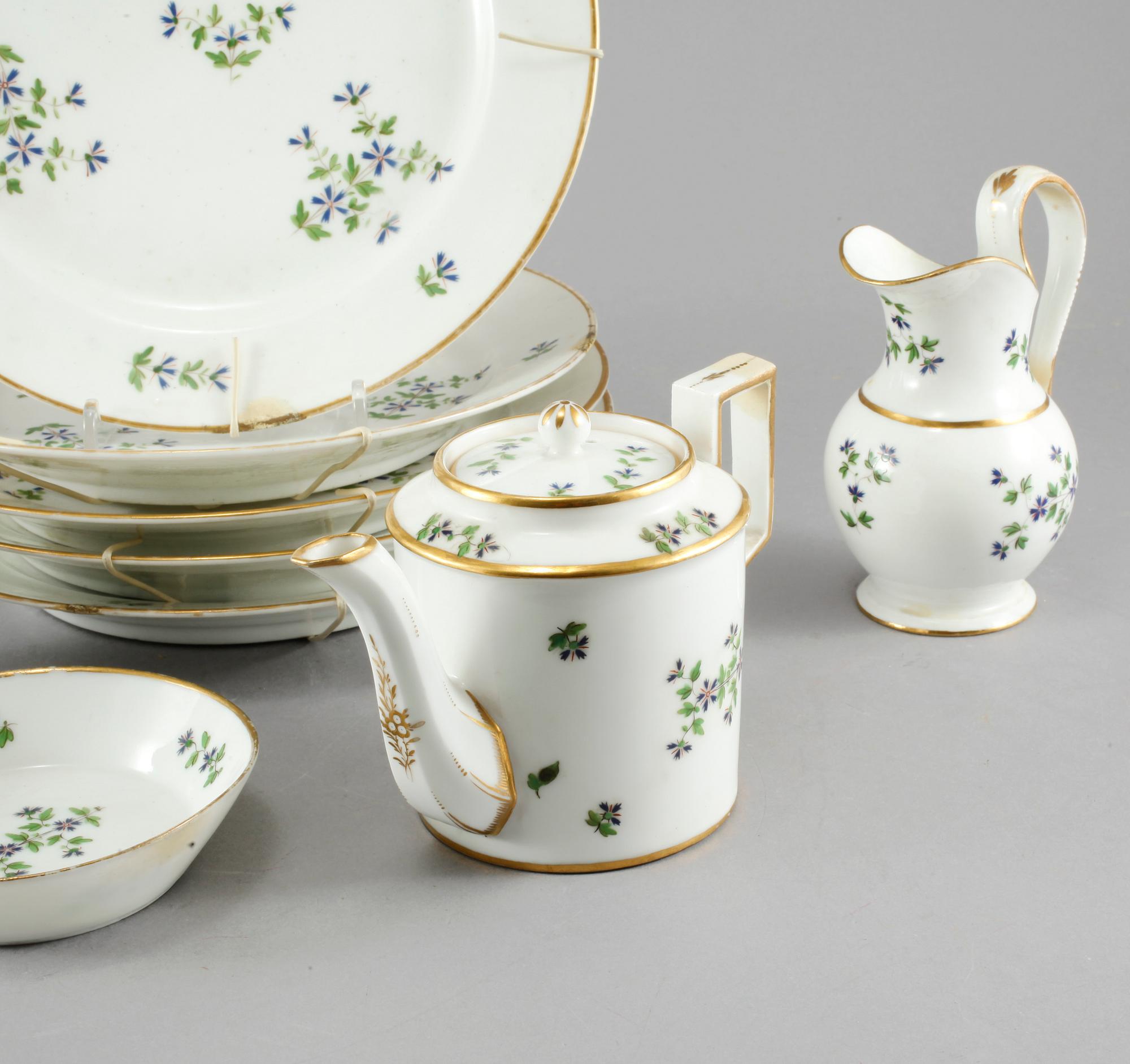 SERVISDELAR, 8 st, porslin, 1800-tal.