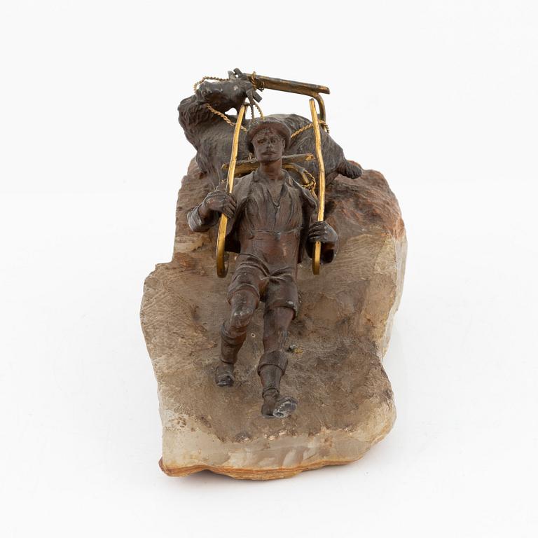 Dekorativ skulptur, patinerad metall, 1800-tal.