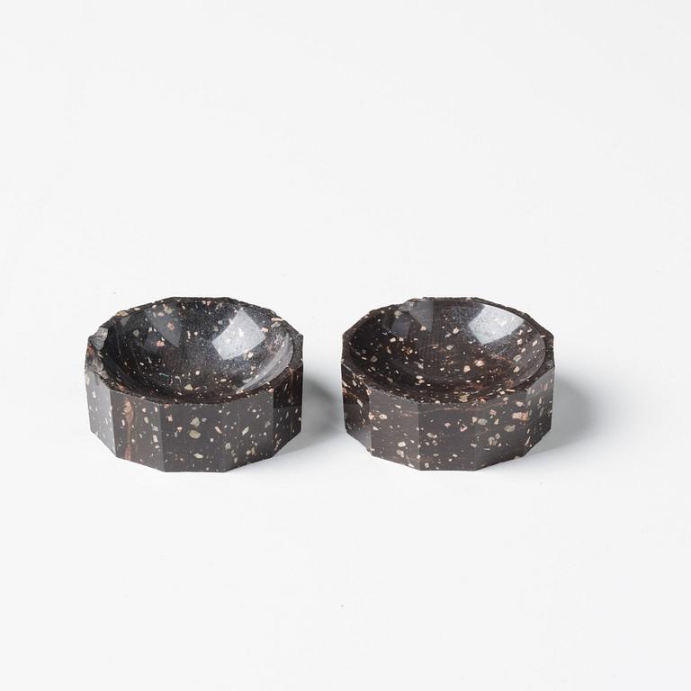 A pair of Swedish porphyry salts, early 19th century.