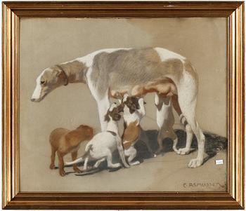 Christian Asmussen · CHRISTIAN ASMUSSEN, Pastell, signerad.