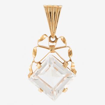 Pendant in 18K gold with synthetic white stone, 1950.