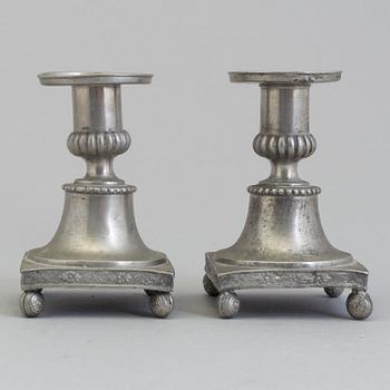 CANDLESTICKS, a pair, pewter, swedish, probably first half of the 19th century.