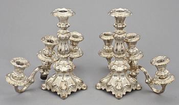 KANDELABRAR, ett par, silver, rokokostil, 1937.