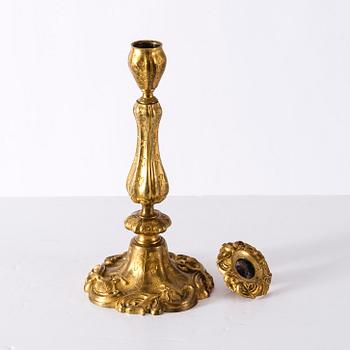 LJUSSTAKE, förgylld brons, 1800-talets senare hälft.