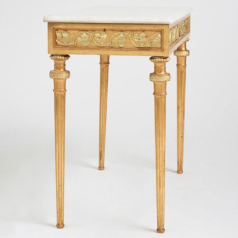 A late Gustavian console table in the manner of P Ljung, late 18th Century.