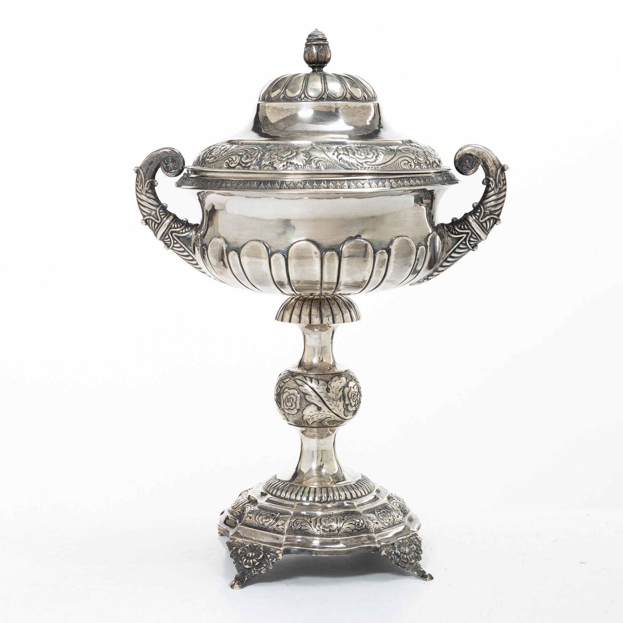 A Swedish silver Empire sugar bowl, mark of Johan Wilhelm Ohlsson, Lidköping (1837–1847).
