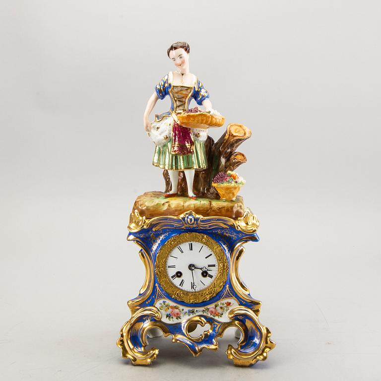 A Neo Rococo porcelain table clock later part of the 19th century.