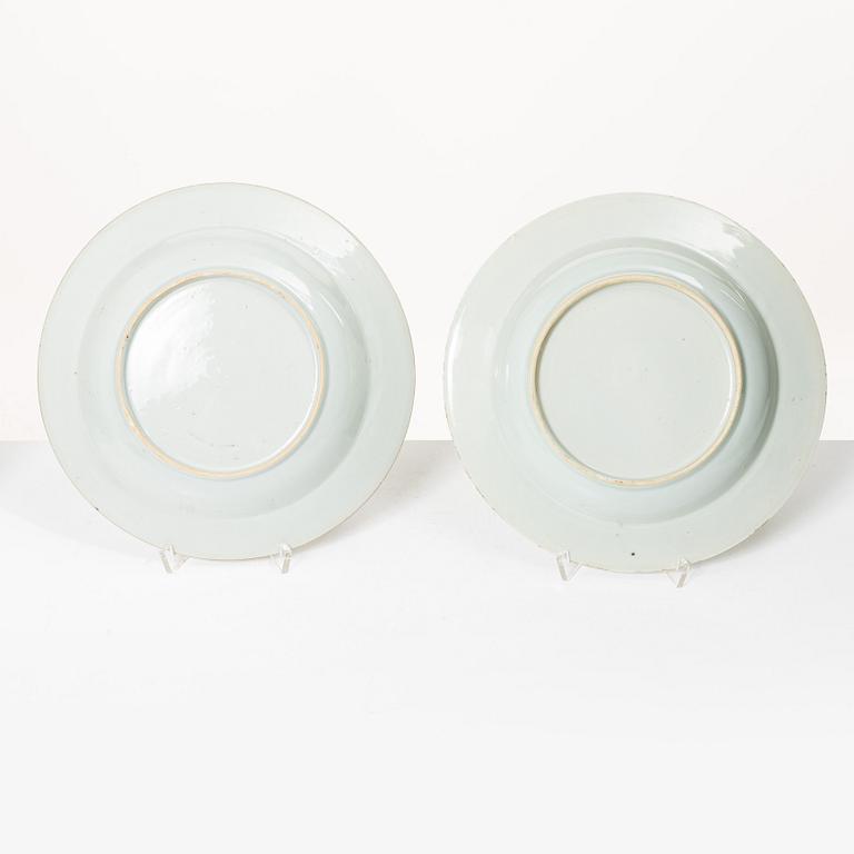 Twelve Famille Rose export porcelain plates, China, yongzheng (1722-35) & Qianlong (1736-95).