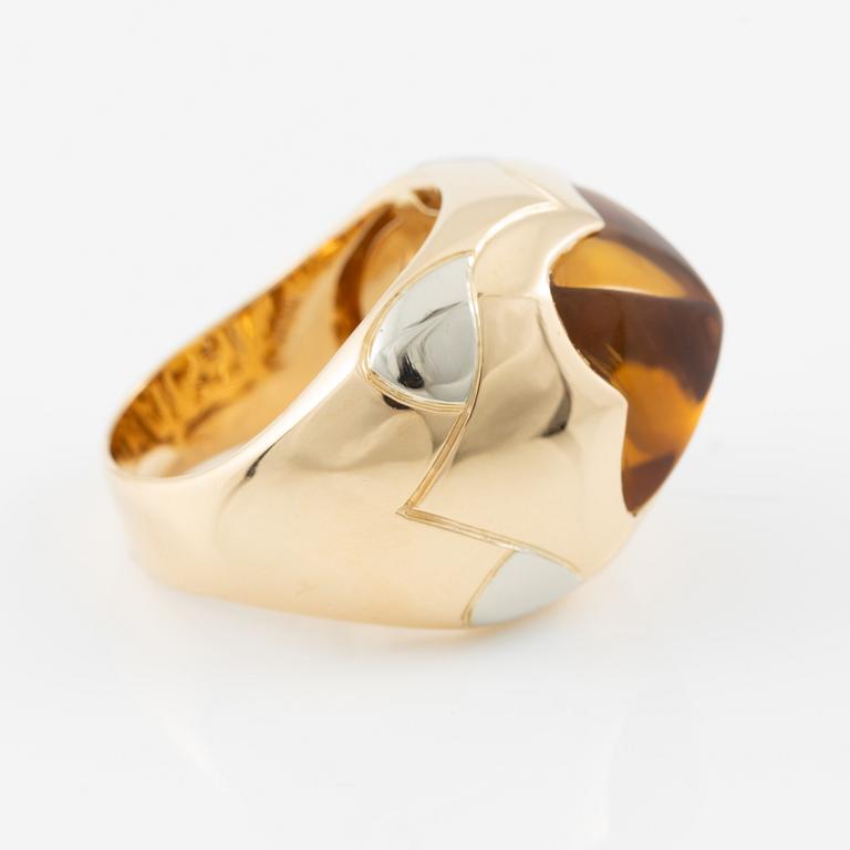 Bulgari, ring, "Pyramid", 18K gold with citrine.