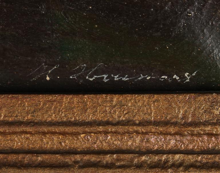 OKÄND KONSTNÄR, olja på duk, otydligt signerad, 1800-tal.