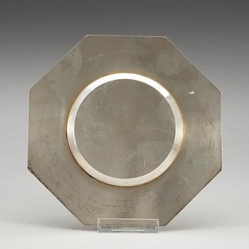 A Wiwen Nilsson octogonal silver plate, Lund 1934.