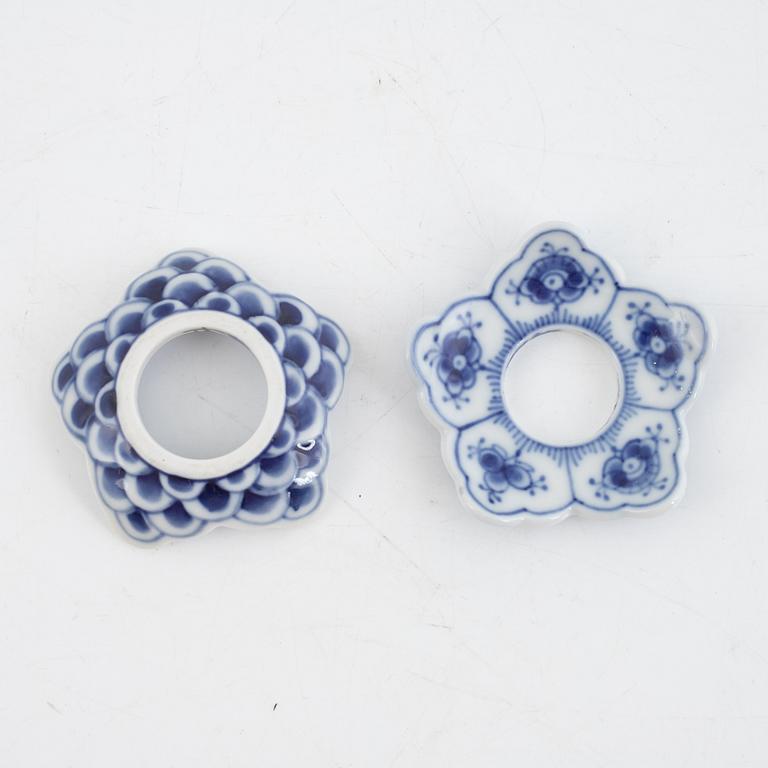 Candlesticks, a pair, porcelain, "Musselmalet", Royal Copenhagen, Denmark, 1969-74.