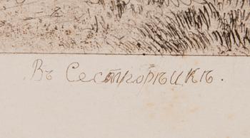 IVAN IVANOVITCH SHISHKIN, etsaus, laattaan signeerattu ja päivätty 86.