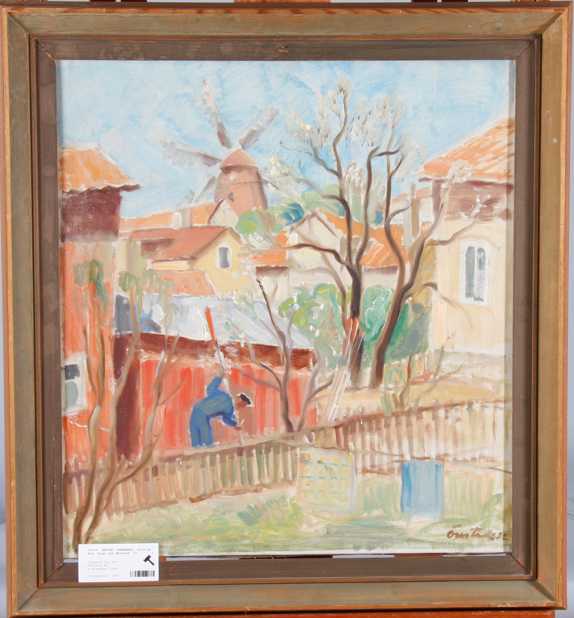ÖNSTAD, BERNHARD, olja på duk. Sign och daterad -32.
