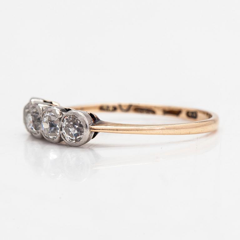 A 14K gold ring, with old-cut diamonds totalling approximately 0.32 ct, A.Koistinen, Helsinki 1939.
