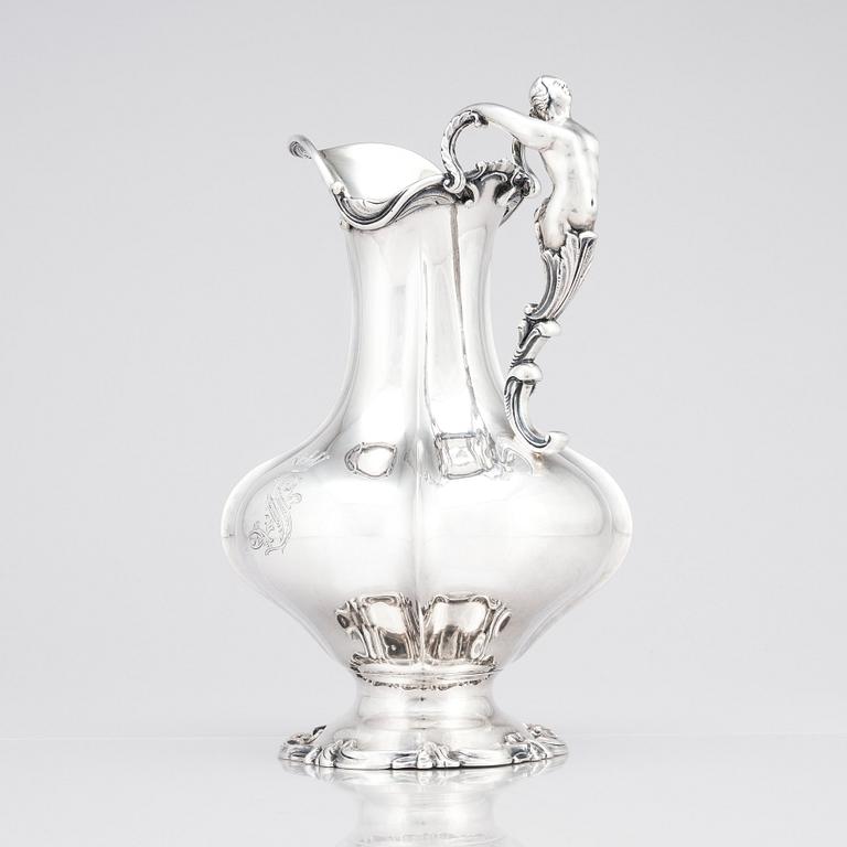 A Swedish silver-jug, marks of Christian Hammer, Stockholm 1857.