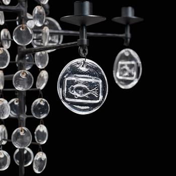 Erik Höglund, a twelve lights chandelier, Boda, Sweden ca 1960.