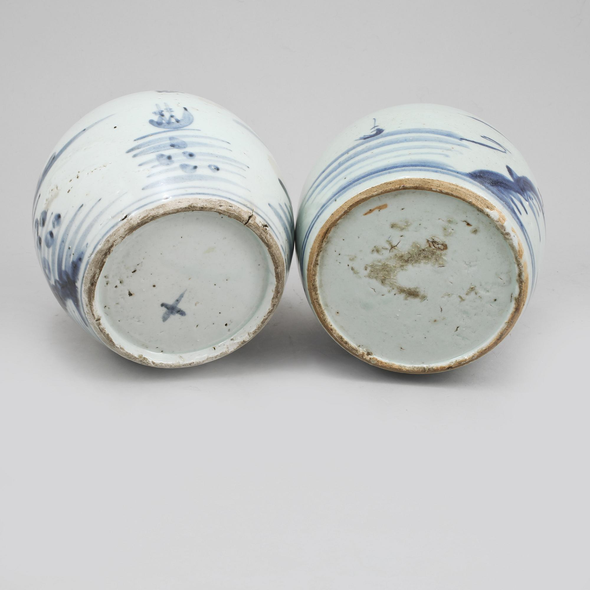 BOJANER, 2 st, porslin, Kina, 1800-tal.