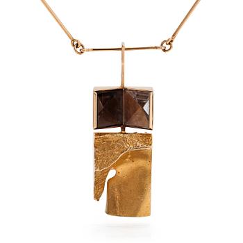 Björn Weckström, A 14K gold 'Narcissos' necklace, with rock crystal and smoky quartz for Lapponia 1972.