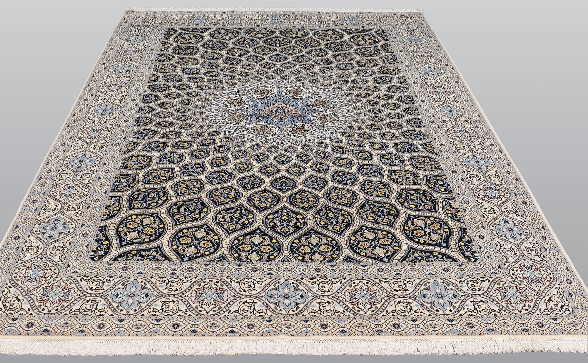A part silk Nain carpet, so called 6 LAA, ca 306 x 215 cm.