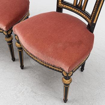 A pair of late Gustavian chairs, Lindome, Sweden, around 1800.