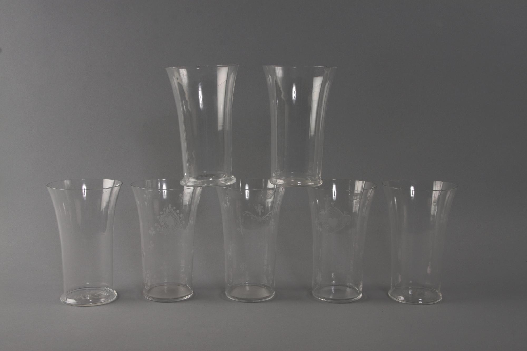 GROGGLAS, 3+4 st, glas, Edvard Hald, Orrefors, sign.