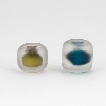 Paolo Venini, two 'Inciso' glass objects/paper weights, Venini, Murano, Italy.