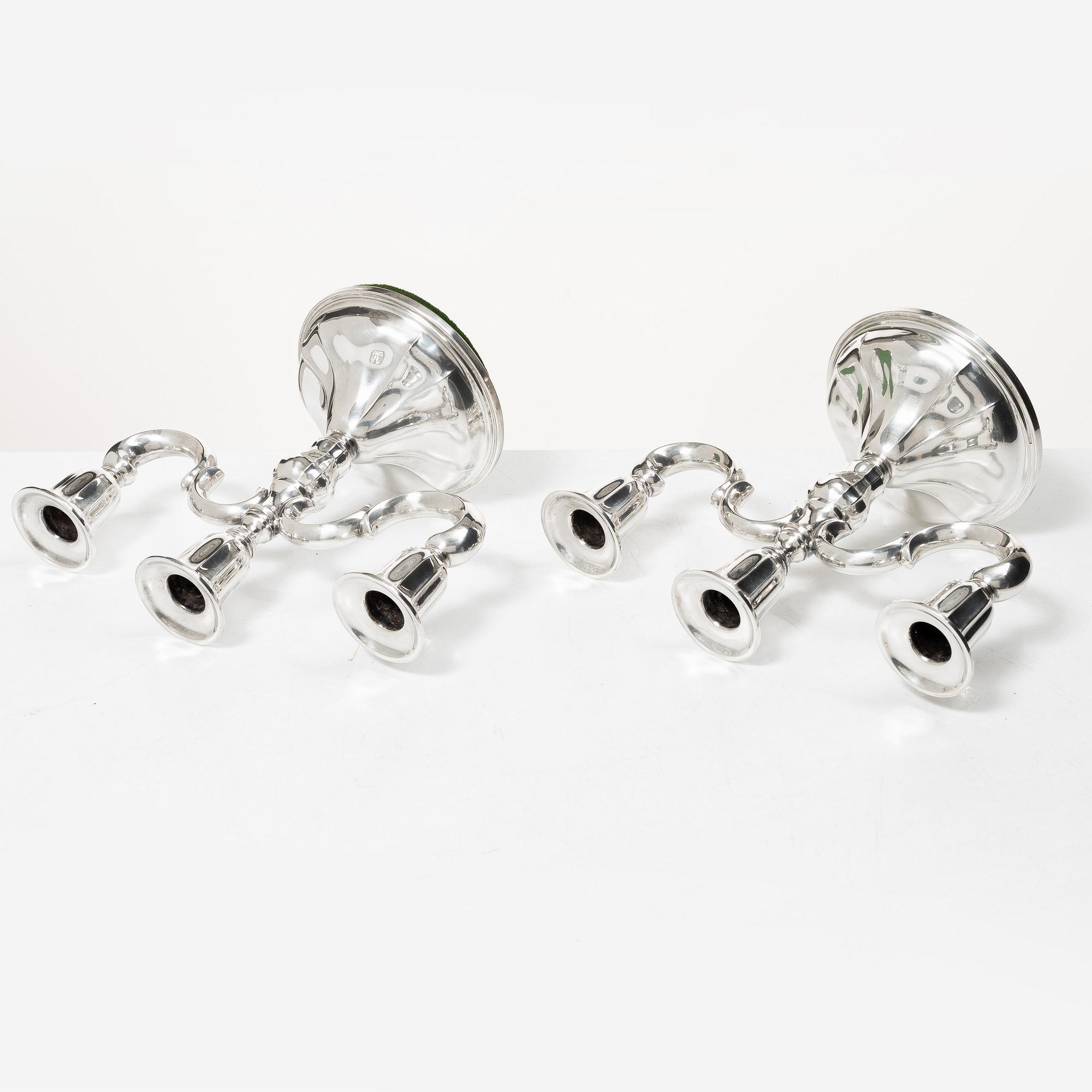 Candelabras, a pair, silver, 20th century.